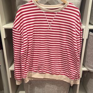 Amazon Red and White Striped Sweatshirt